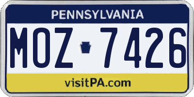 PA license plate MOZ7426