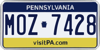 PA license plate MOZ7428