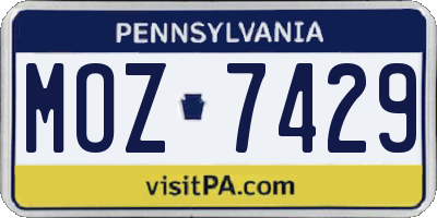 PA license plate MOZ7429