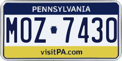 PA license plate MOZ7430