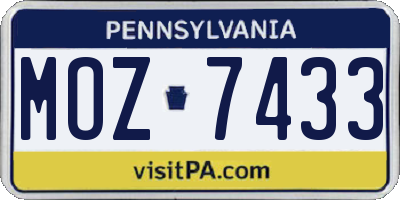 PA license plate MOZ7433