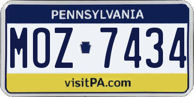 PA license plate MOZ7434
