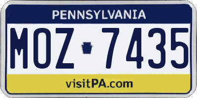 PA license plate MOZ7435