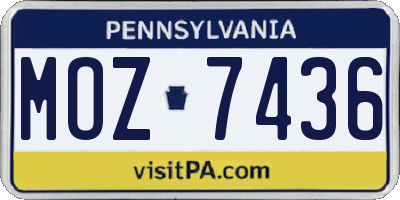 PA license plate MOZ7436