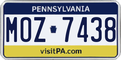 PA license plate MOZ7438