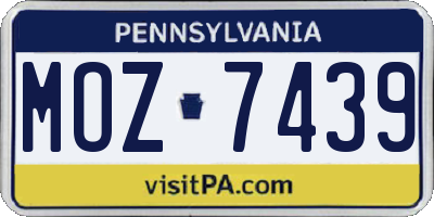 PA license plate MOZ7439
