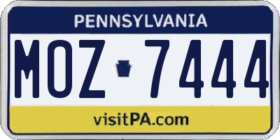 PA license plate MOZ7444