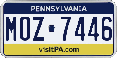 PA license plate MOZ7446