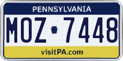 PA license plate MOZ7448