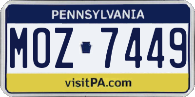 PA license plate MOZ7449