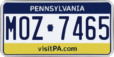 PA license plate MOZ7465