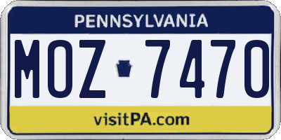 PA license plate MOZ7470