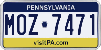 PA license plate MOZ7471