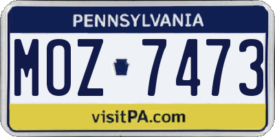 PA license plate MOZ7473