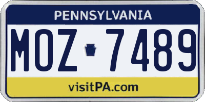 PA license plate MOZ7489
