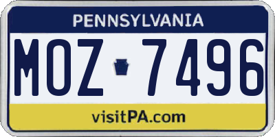 PA license plate MOZ7496