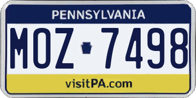 PA license plate MOZ7498