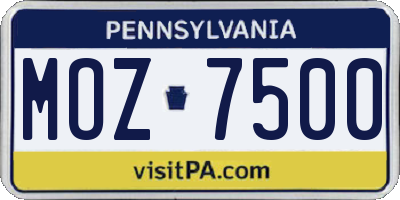 PA license plate MOZ7500