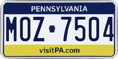 PA license plate MOZ7504