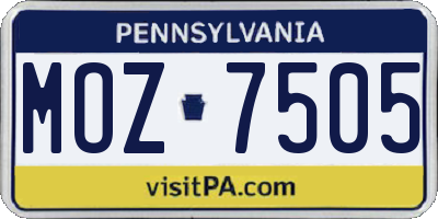 PA license plate MOZ7505