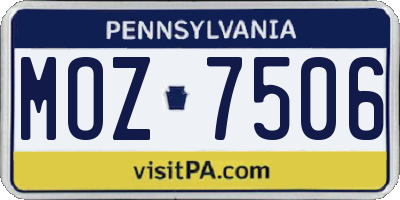 PA license plate MOZ7506
