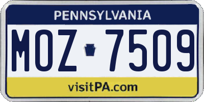 PA license plate MOZ7509