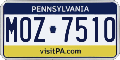 PA license plate MOZ7510