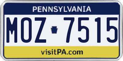 PA license plate MOZ7515