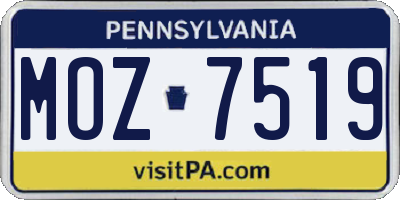 PA license plate MOZ7519
