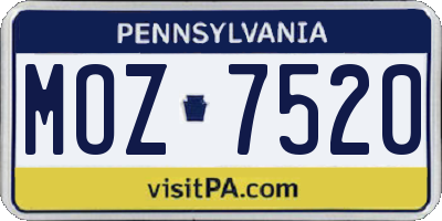 PA license plate MOZ7520
