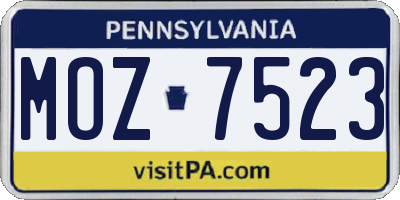 PA license plate MOZ7523