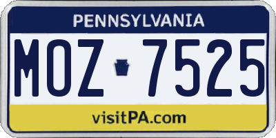 PA license plate MOZ7525