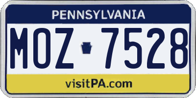 PA license plate MOZ7528
