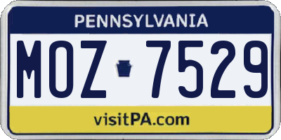 PA license plate MOZ7529