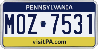 PA license plate MOZ7531