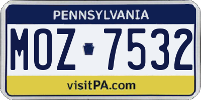 PA license plate MOZ7532