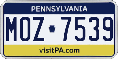 PA license plate MOZ7539