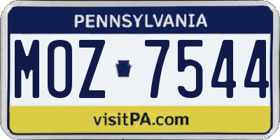 PA license plate MOZ7544
