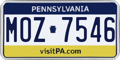 PA license plate MOZ7546