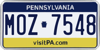 PA license plate MOZ7548