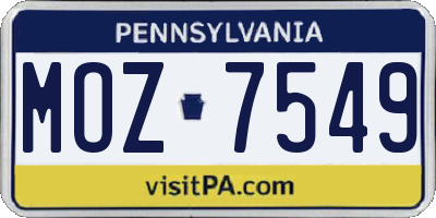 PA license plate MOZ7549