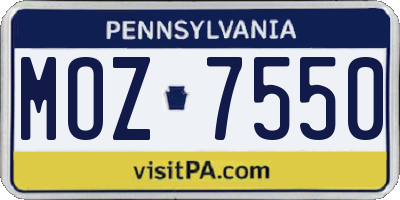 PA license plate MOZ7550