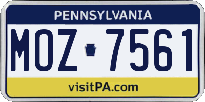 PA license plate MOZ7561