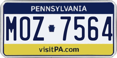 PA license plate MOZ7564