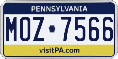 PA license plate MOZ7566
