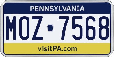 PA license plate MOZ7568