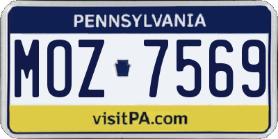 PA license plate MOZ7569