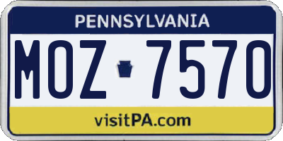PA license plate MOZ7570