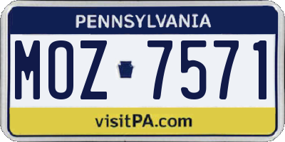 PA license plate MOZ7571