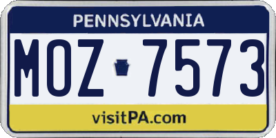 PA license plate MOZ7573